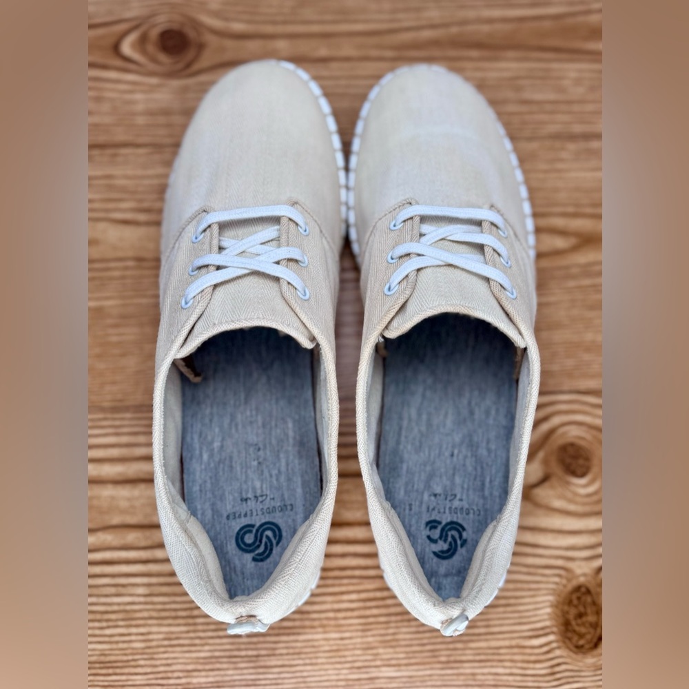 Cloudsteppers By Clarks Women’s Glow Lace Up Beige Canvas Comfort Shoes Sz 11 - Picture 9 of 12